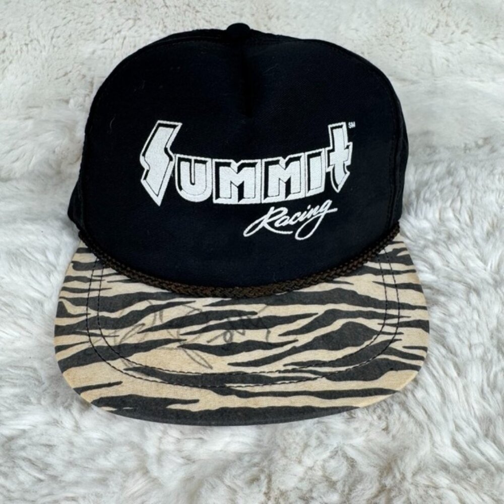 VTG Summit Racing Snapback Zebra Stripe Trucker Hat Cap Zubaz USA Rope Bill